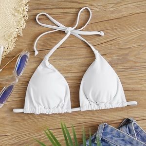 White Triangle Plus Size Bikini Top